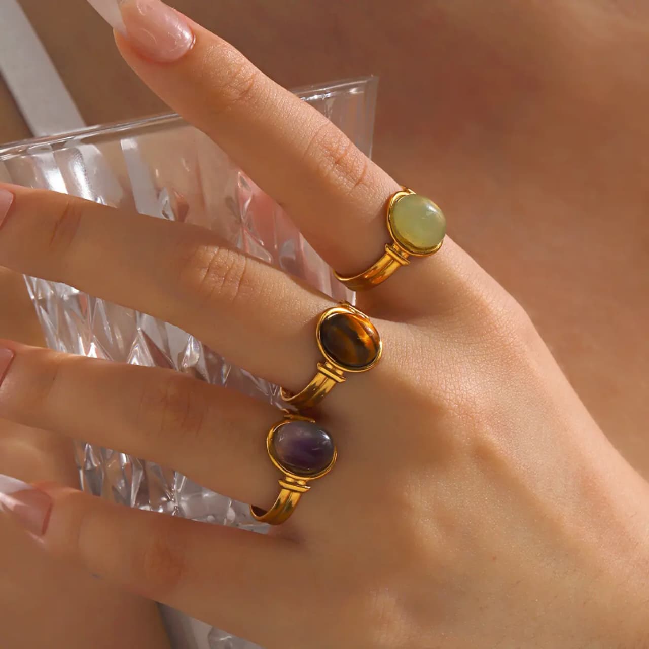 Natural Stone Adjustable Ring